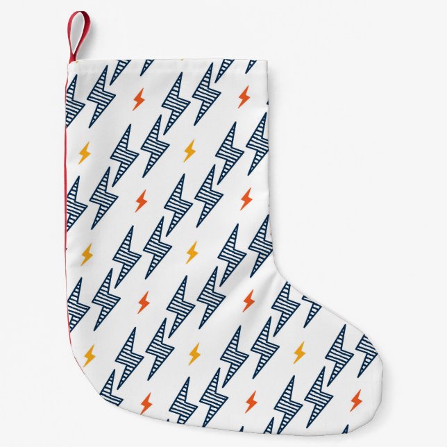 Lightning Bolts Doodle Seamless Flash Small Christmas Stocking (Front)