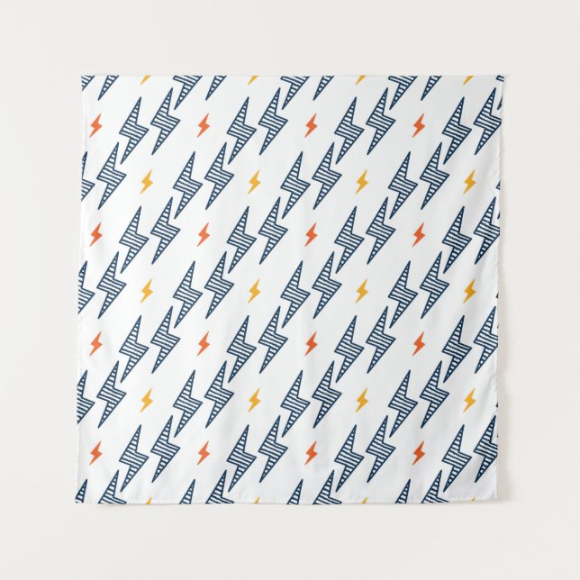Lightning Bolts Doodle Seamless Flash Tapestry (Front)