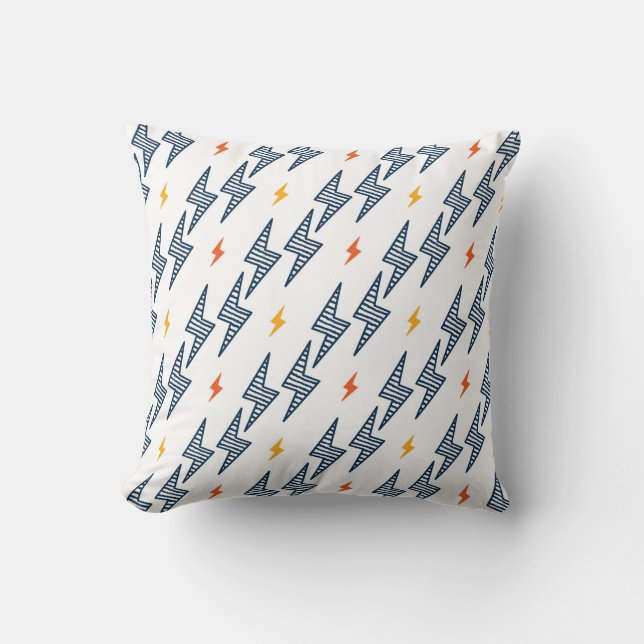 Lightning Bolts Doodle Seamless Flash Throw Pillow (Front)