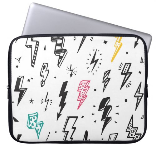 Lightning bolts hand_drawn doodle set laptop sleeve