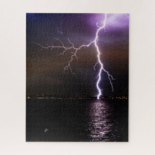 Lightning Bolts Over Lake Washington Jigsaw Puzzle