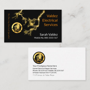 Lightning Bolts Powering Home Wiring Circuit Business Card