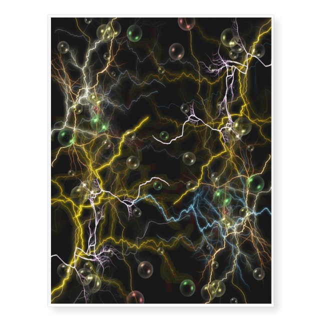 Lightning Bubbles Temporary Tattoo (Front)