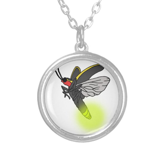 lightning bug flight 2 lit silver plated necklace (Front)
