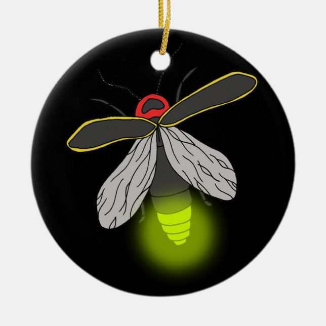 lightning bug flight lit ceramic ornament (Front)