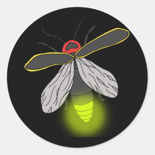 lightning bug flight lit classic round sticker