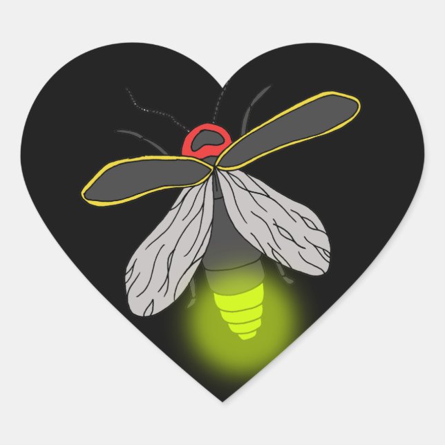 lightning bug flight lit heart sticker (Front)