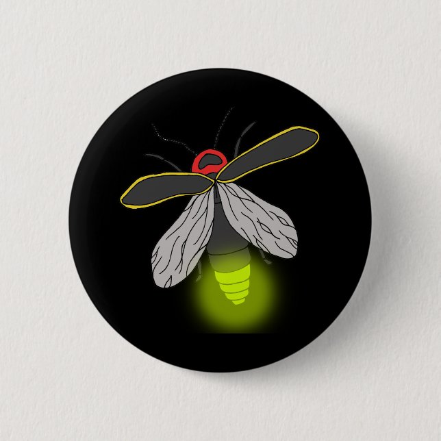 lightning bug flight lit pinback button (Front)