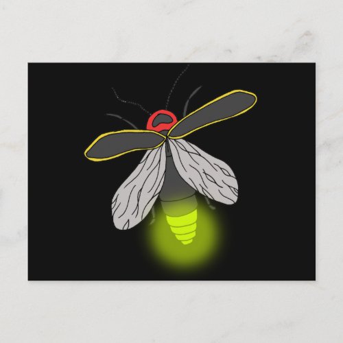 lightning bug flight lit postcard