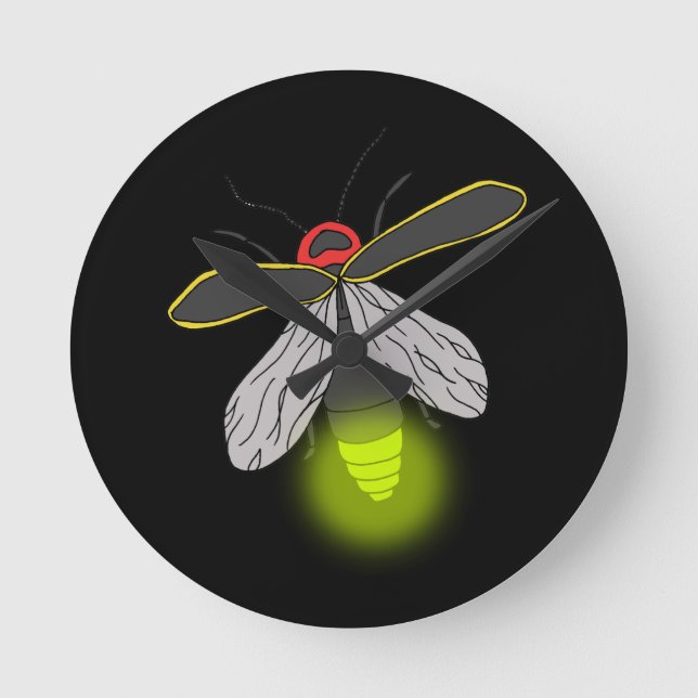 lightning bug flight lit round clock (Front)