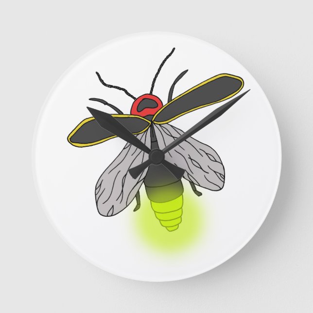 lightning bug flight lit round clock (Front)
