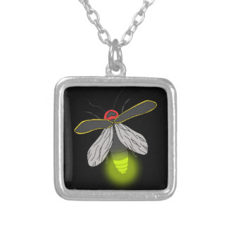 lightning bug flight lit silver plated necklace