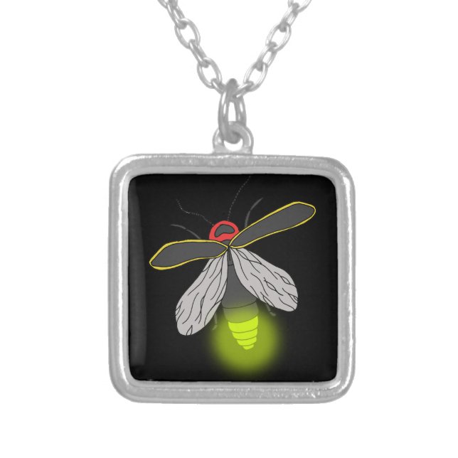lightning bug flight lit silver plated necklace (Front)