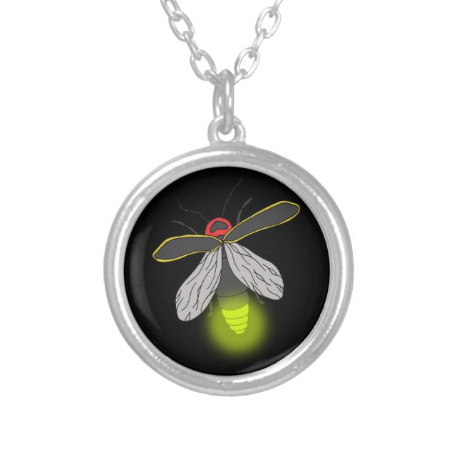 lightning bug flight lit silver plated necklace (Front)