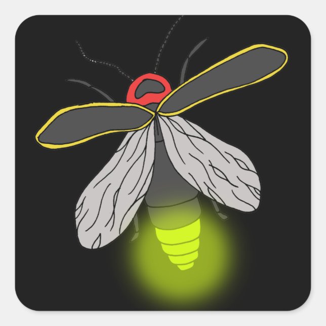 lightning bug flight lit square sticker (Front)