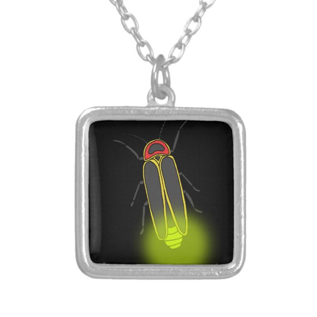 lightning bug lit silver plated necklace (Front)