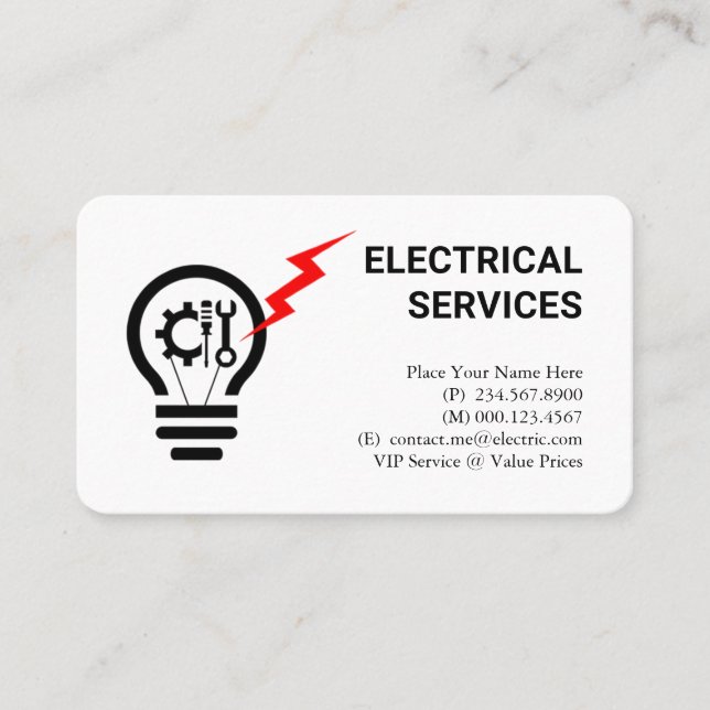 Lightning Bulb Repair Tools Filament Business Card (Front)