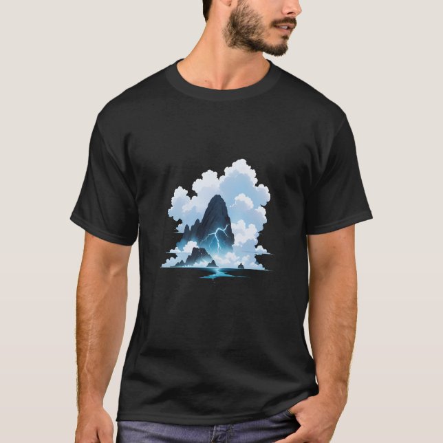 Lightning clouds and  Mountain  T-Shirt (Front)