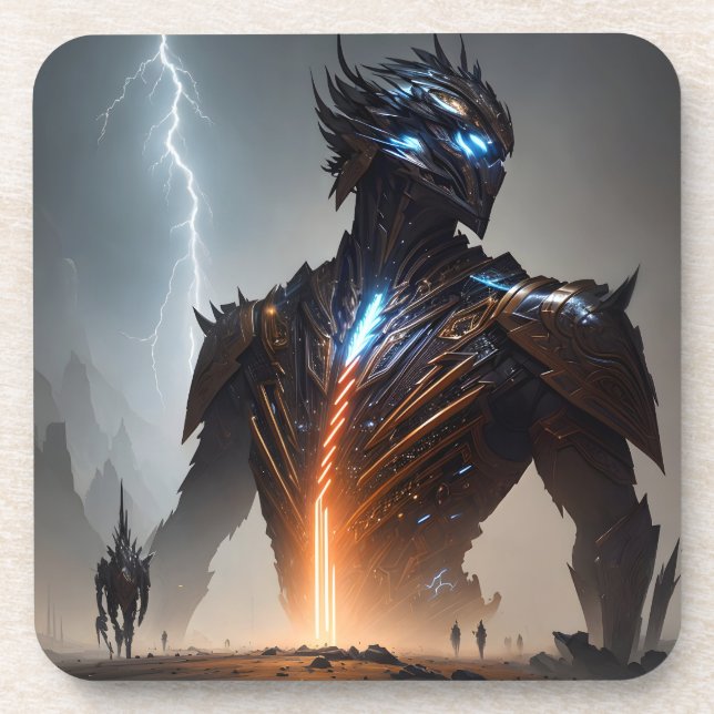 Lightning Cyborg Warrior Beverage Coaster (Front)