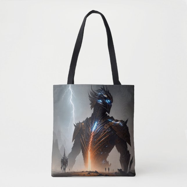 Lightning Cyborg Warrior Tote Bag (Front)
