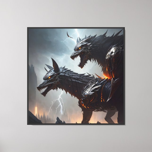 Lightning Cyborg Wolves Canvas Print (Front)