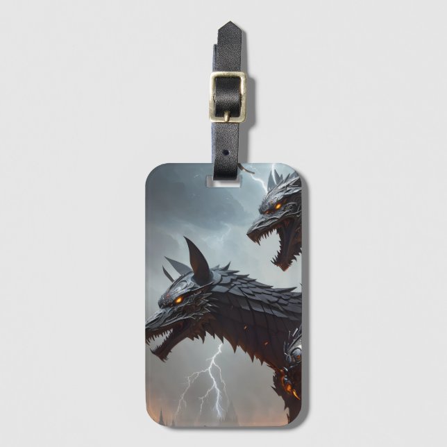 Lightning Cyborg Wolves Luggage Tag (Front Vertical)