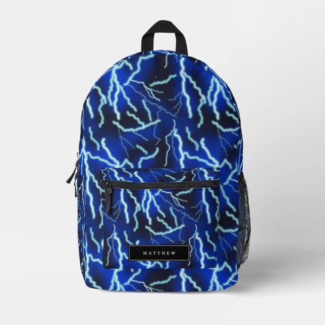 Lightning Electricity Thunderstorm Night Sky  Printed Backpack (Front)
