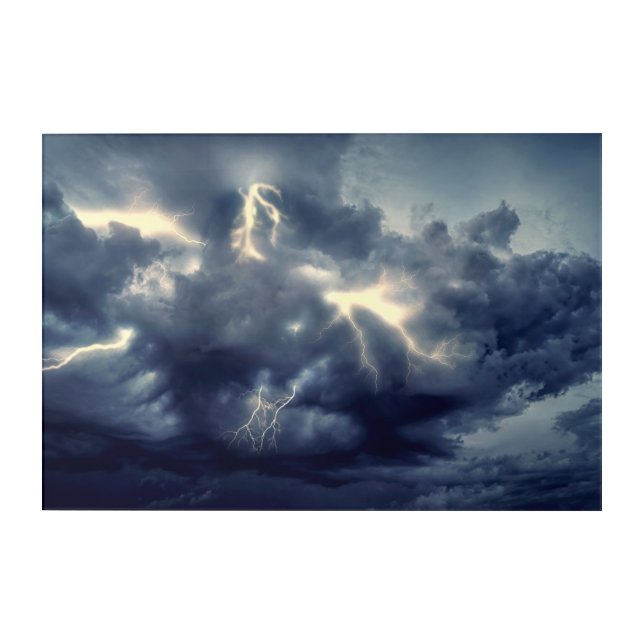 Lightning Flashes During Thunderstorm Acrylic Print (Front)