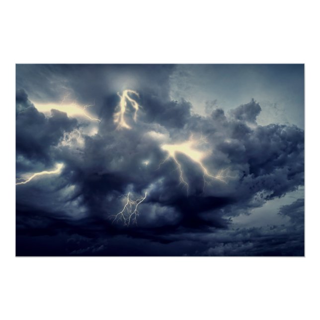 Lightning Flashes During Thunderstorm Poster (Front)