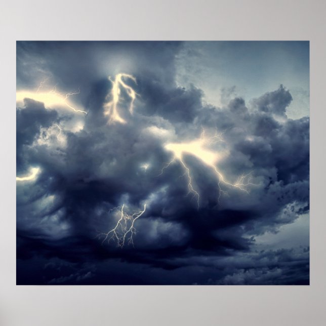 Lightning Flashes During Thunderstorm Poster (Front)