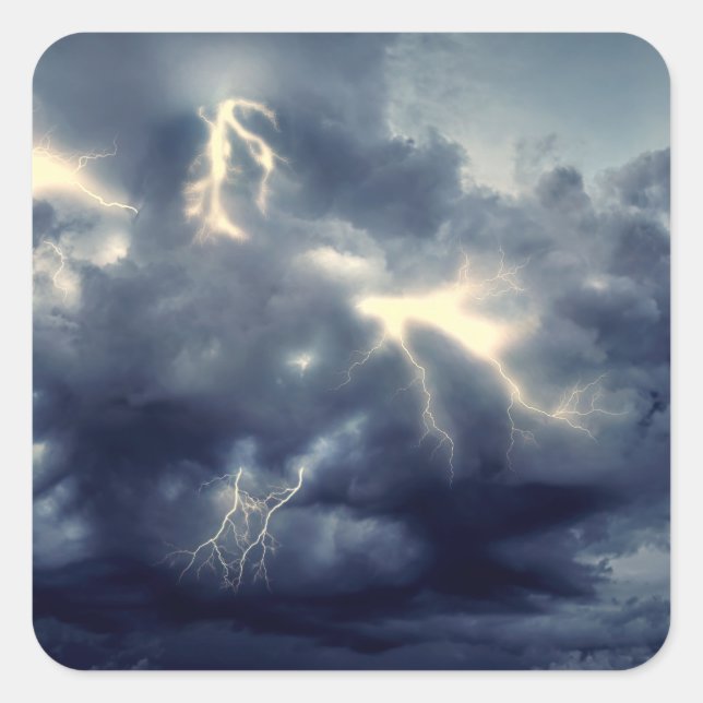 Lightning Flashes During Thunderstorm Square Sticker (Front)