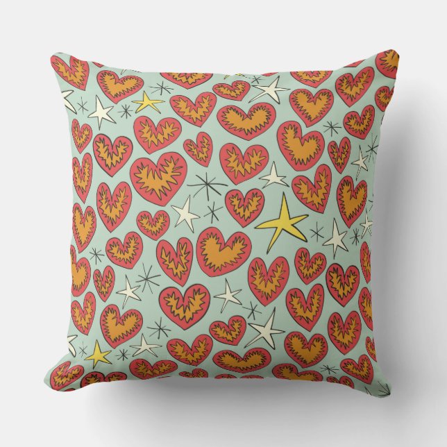 lightning hearts throw pillow (Front)