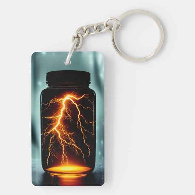 Lightning In A Bottle Digital Art  Keychain (Back)