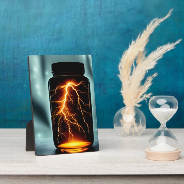 Lightning In A Bottle Digital Art Tabletop Plaque (Side)