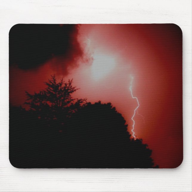 Lightning in red sky mouse pad (Front)