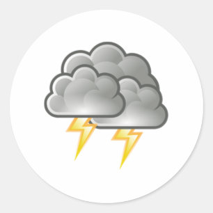 Lightning in Thunderstorm Classic Round Sticker