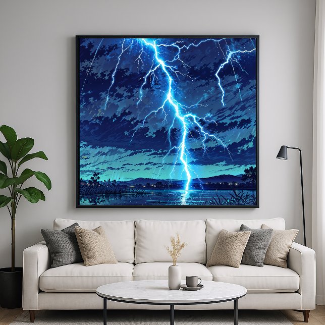 Lightning Lake - Illustration Style Nature Art Poster (Creator Uploaded)