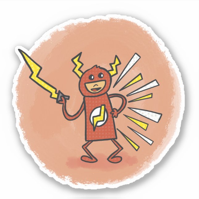 Lightning Man Comic Book Style Sticker (Front)