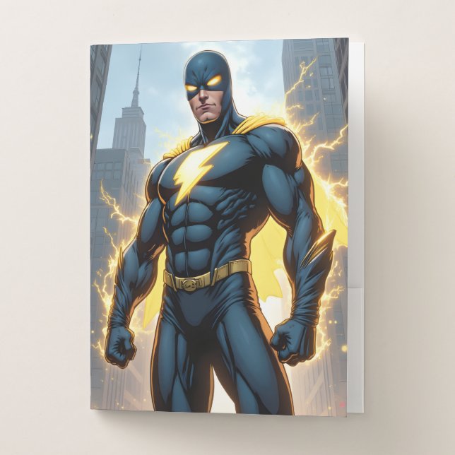 Lightning Man Superhero Pocket Folder (Front)