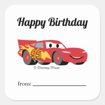 Lightning Mcqueen | A Gift From - Birthday Square Sticker by DisneyPixarCars at Zazzle