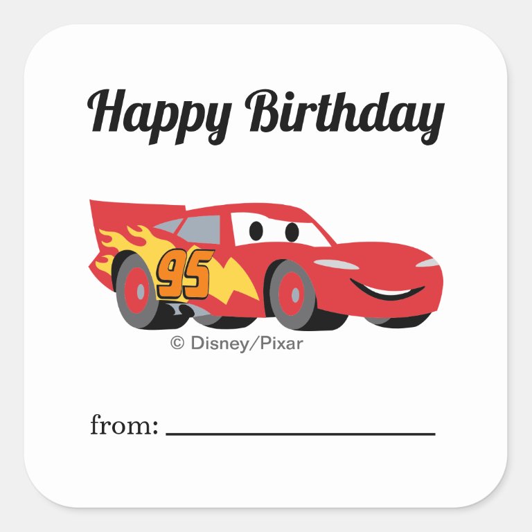 Lightning McQueen | A Gift From - Birthday Square Sticker