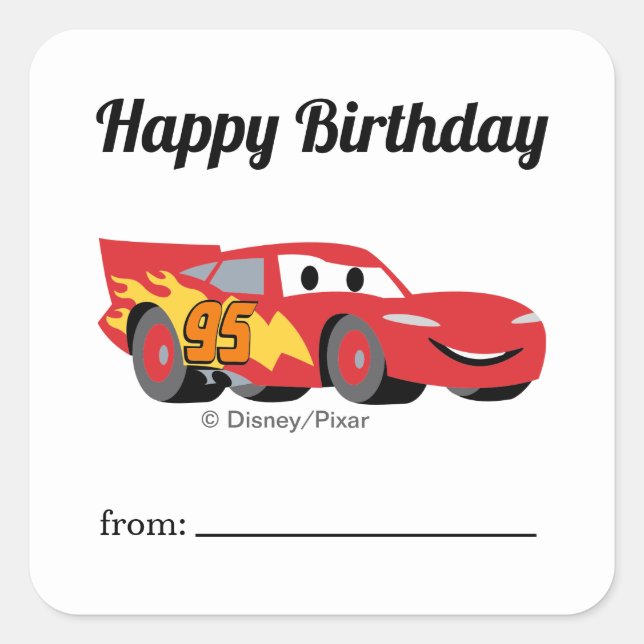 Lightning McQueen | A Gift From - Birthday Square Sticker (Front)