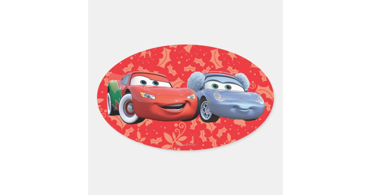 Lightning McQueen & Sally Oval Sticker