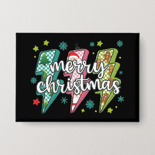 Lightning Merry Christmas Preppy Coquette Xmas Button