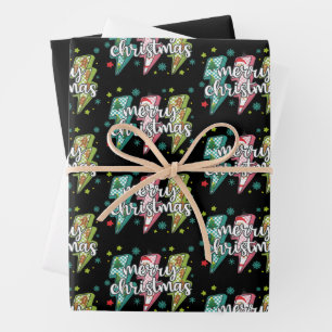 Lightning Merry Christmas Preppy Coquette Xmas  Wrapping Paper Sheets