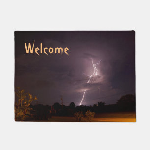 Lightning Night storm Welcome Doormat