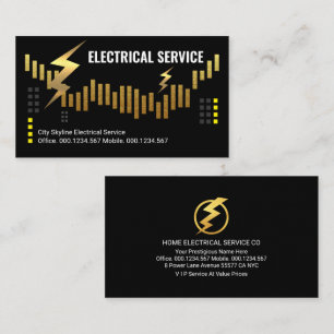 Lightning Outage Gold City Skyline Business Card