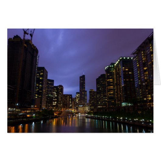 Lightning Over Chicago River Cards (Front Horizontal)