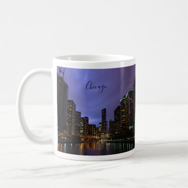 Lightning Over Chicago River Coffee Mug (Left)