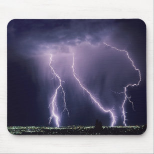 Lightning over Salt Lake Valley, Utah. Mouse Pad